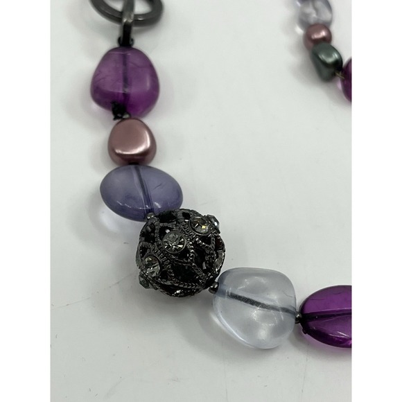 Napier Multicolored Purple Beaded Necklace And Matching‎ Earrings - Picture 3 of 9
